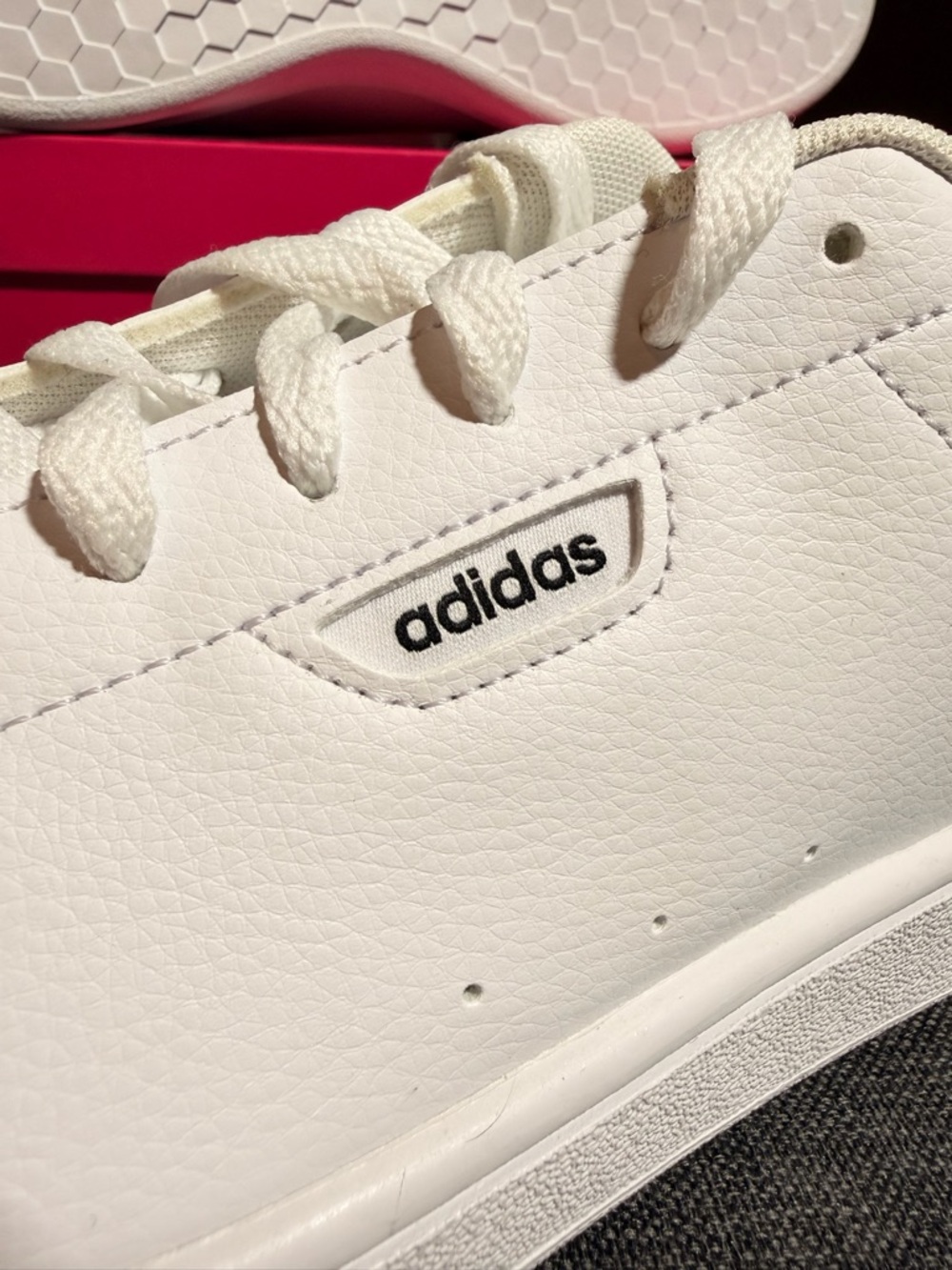 adidas White leather Sneakers with Black Heel Accent - Picture 8 of 10